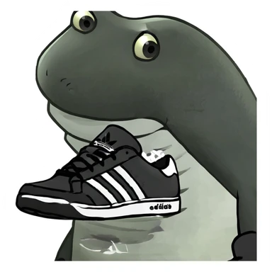 Un tiburon con zapatos negros adidas sticker