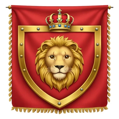Lion Banner — red cloth + gold crest sticker