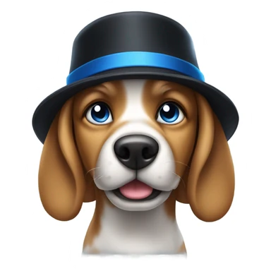 Dog with black hat and blue eyes  sticker