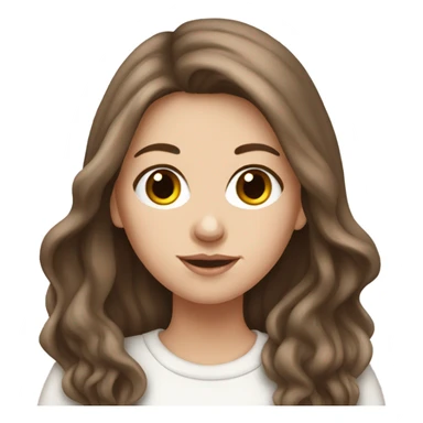 White girl with brown long hair and hot chocolate  sticker