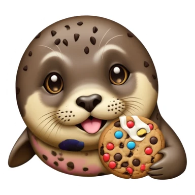 Seal eating chocolate chip cookie sticker