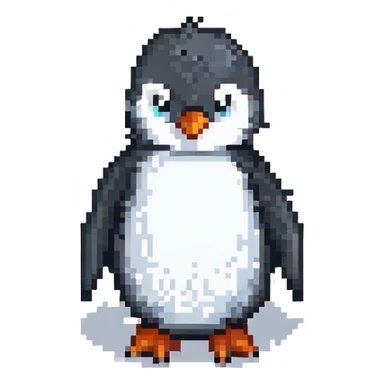 penguin pixel art style sticker