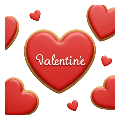 Heart-shaped cookie with smooth red icing, write 'Valentine's day' on top of the red icing in white icing sticker