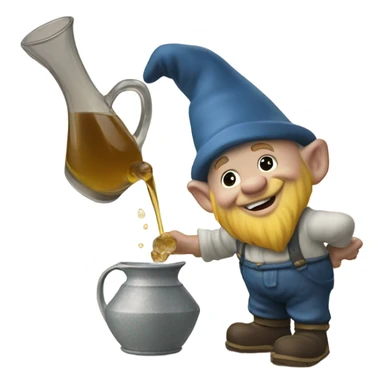 gnome pouring out liquid on the ground from a pitcher sticker