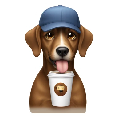 Dog wearing a cap and drink coffee sticker