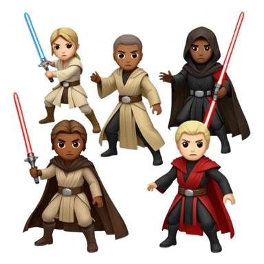 Four jedi and Four Sith fighting sticker