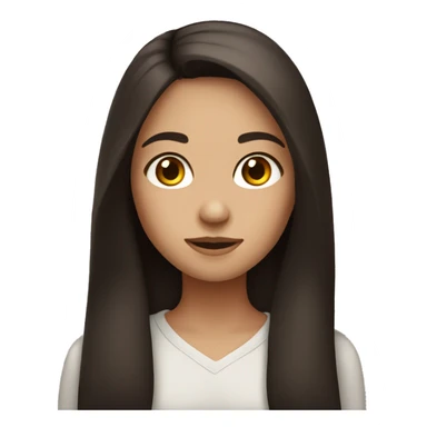 Girl with long dark brown hair and brown eyes sticker