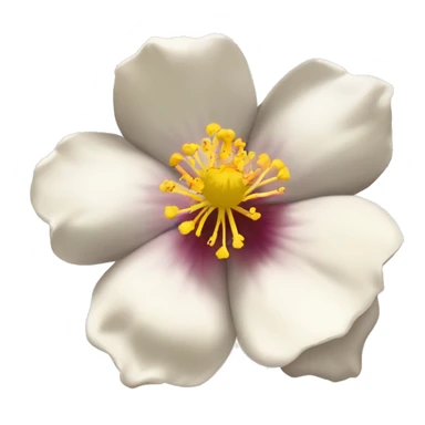 "brown-eyed rock rose" flower. White petals with brown spots. Yellow center sticker