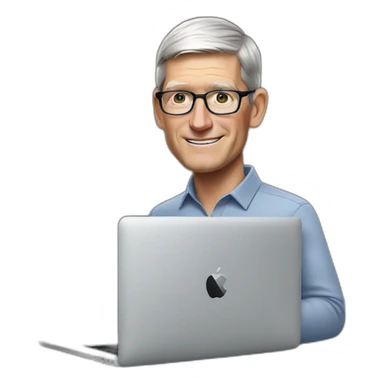 tim cook with a macbook pro sticker