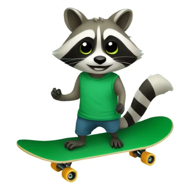 The Raccoon on a green skateboard sticker