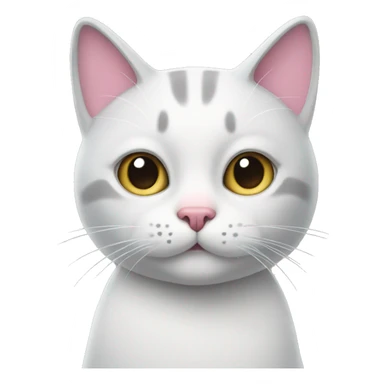 grey and white cat with pink nose  sticker