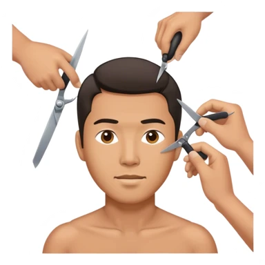 asian man with mid hair being cut sticker