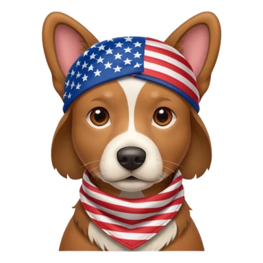 Brown Dog wearing an American flag bandana sticker