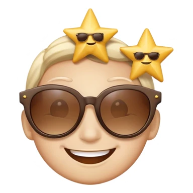 smiling face with star-shaped sunglasses sticker