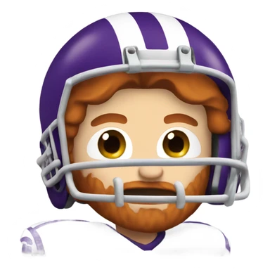 Redhead jesus playing American football wearing purple and derpy face sticker
