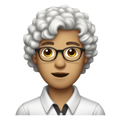 Dark-brown semi-curly hair white boy, with round glasses, semi thick lips, and triangle head shape sticker