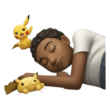 Pokémon card with a boy sleeping sticker