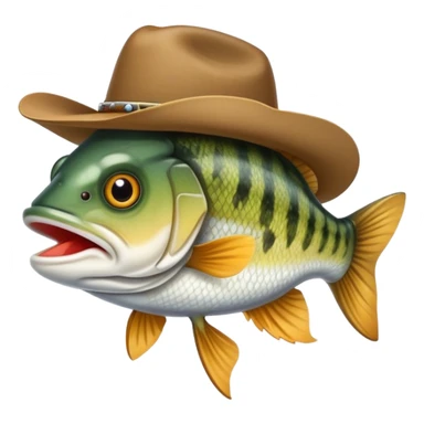 Bass fish wearing a cowboy hat sticker