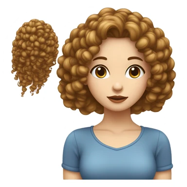 Fille cheveux bouclés en carré peau blanche yeux bleus  brune avec des mèches blondes  sticker