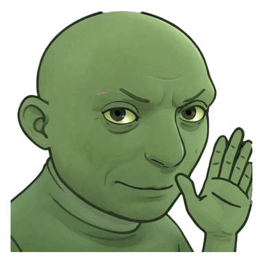 Devious bald man putting hands together  sticker