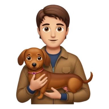 Jacob Elordi holding a wiener dog sticker