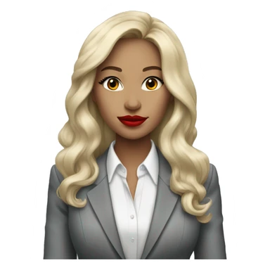 Blonde long hair with red lips Tiffany diamond seller in a grey suit sticker