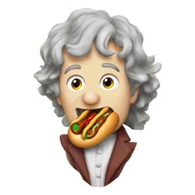 Bilbo baggins eating a hotdog  sticker