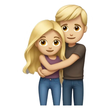 Blonde girl hugging her boyfriend with brown hair sticker