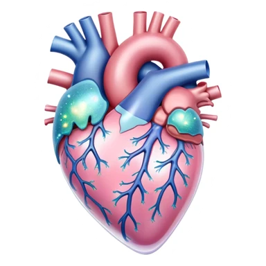 Pastel transparent heart anatomy and sparkle sticker