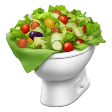 A Toilette filled with salad sticker