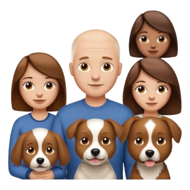 Male white emoji no hair , girl white emoji brown hair long , and an Aussie dog all together  sticker