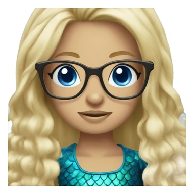Mermaid blonde  and blue eyes wearing glasses  sticker