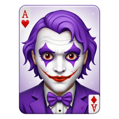 Glitter Purple and White Joker Gangster Card sticker