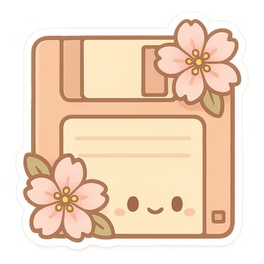 Floppy disk with sakura for retro-tech aesthetic sticker