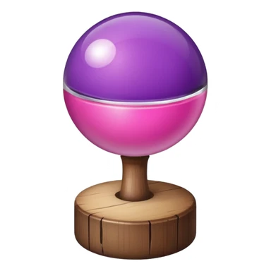 A half pink half purple ball with a wooden stem followed by a glass stem on top sticker