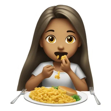 Girl eating food sticker