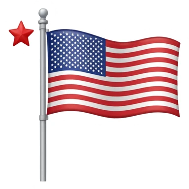 United States flag, simple, bright, gray flagpole, wavy flag, Google emoji style sticker