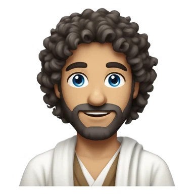A middle eastern Jewish man with curly thick hair and blue eyes like fire dressed in white like Jesus  sticker