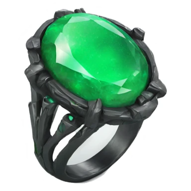 alien ring with green stone sticker