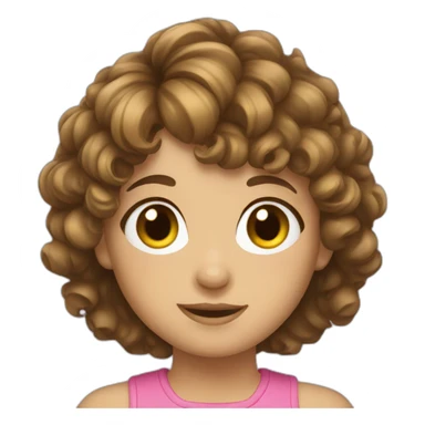 girl with short curly brown hair and bangs sticker