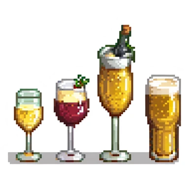 group of three glasses: beer, cocktail, and wine glass together sticker