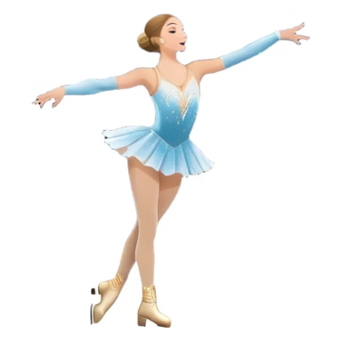 An icon featuring a grand arena Madison Square Garden, filled with spectators with graceful figure skater performing a flawless routine on an ice rink. Snowflakes and spotlights add to the elegance and beauty of the performance. Transparent background. sticker