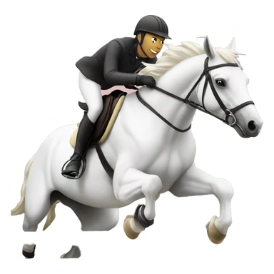 Rider and white horse jumping sticker