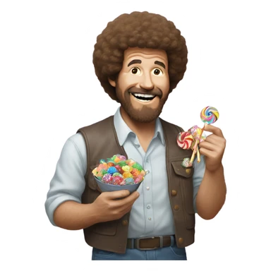 bob ross eating candy sticker