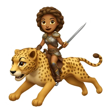 female warrior riding cheetah sticker