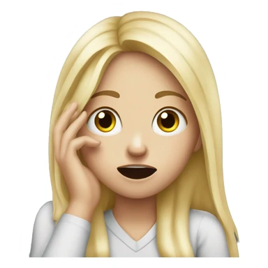 confused blonde girl with open mouth and finger on cheek sticker