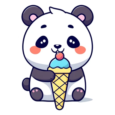 Panda eating ice cream pops  sticker