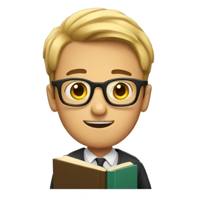 a guy with glasses and a book in his hands sticker