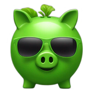 green piggybank with green sunglasses sticker