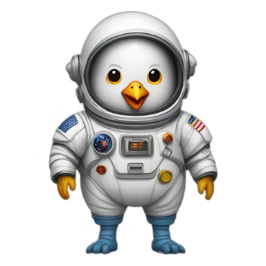 Plump chicken with astronaut outfit and fire feet sticker